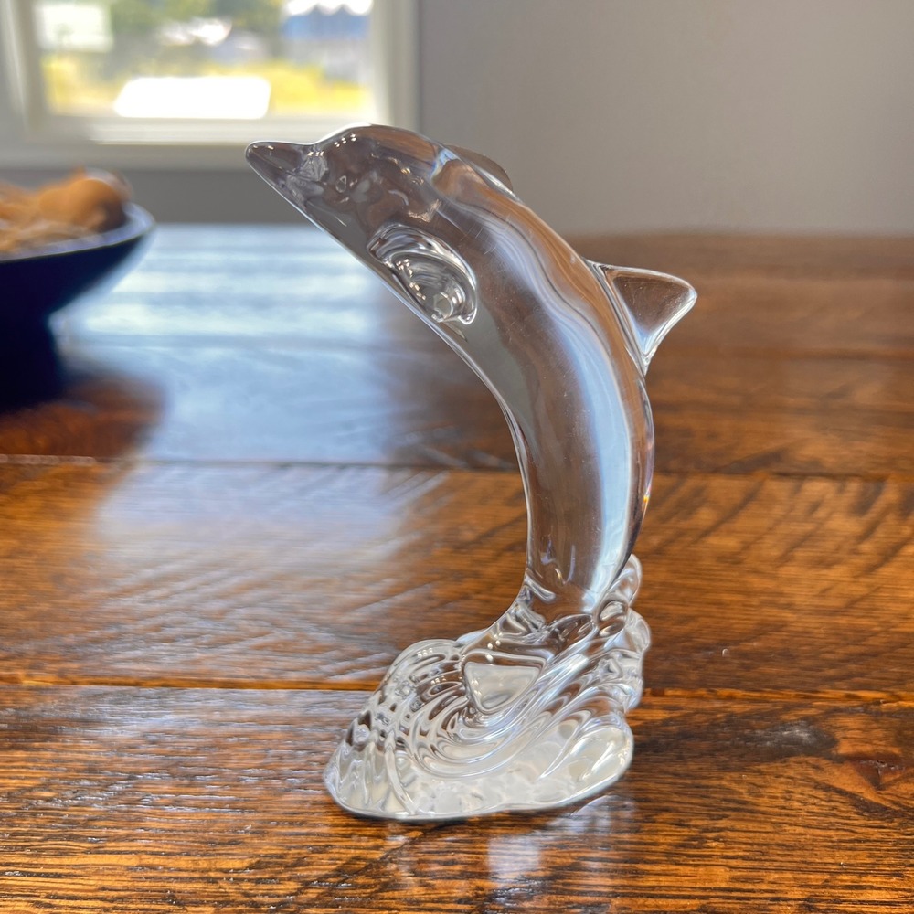 Retired Waterford Crystal Dolphin Sculpture Figurine 40034047 Made in Slovenia